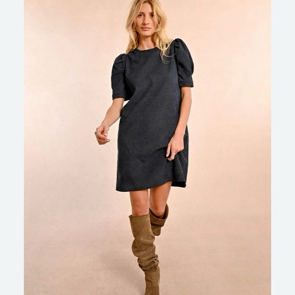 Molly Bracken Dresses & Skirts - Molly Bracken NWT navy corduroy puff sleeve boho casual dress size S